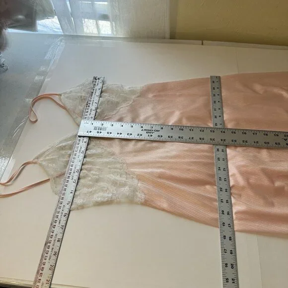Vtg Miss Elaine Nylon Lace Nightgown & Robe Set Womens Neglige Union Made M